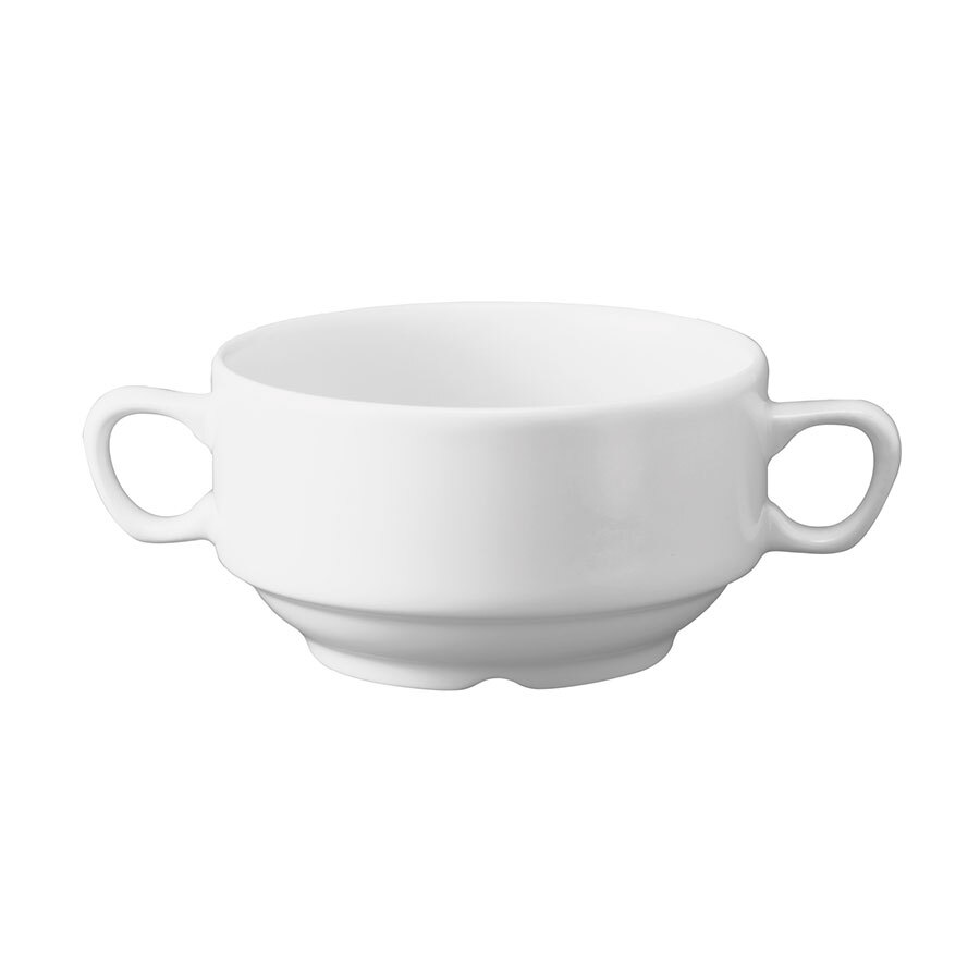 Churchill Whiteware Vitrified Porcelain Round Handled Stacking Soup Bowl 40cl 14.1oz