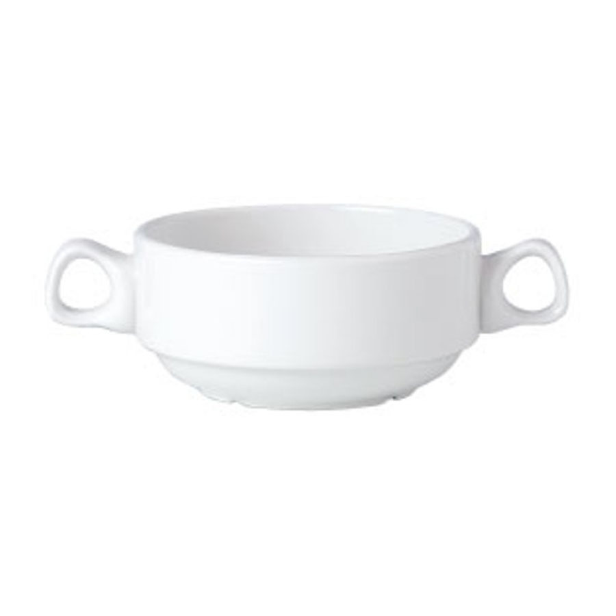 Steelite Simplicity Vitrified Porcelain White Round Handled Stacking Soup Cup 10oz