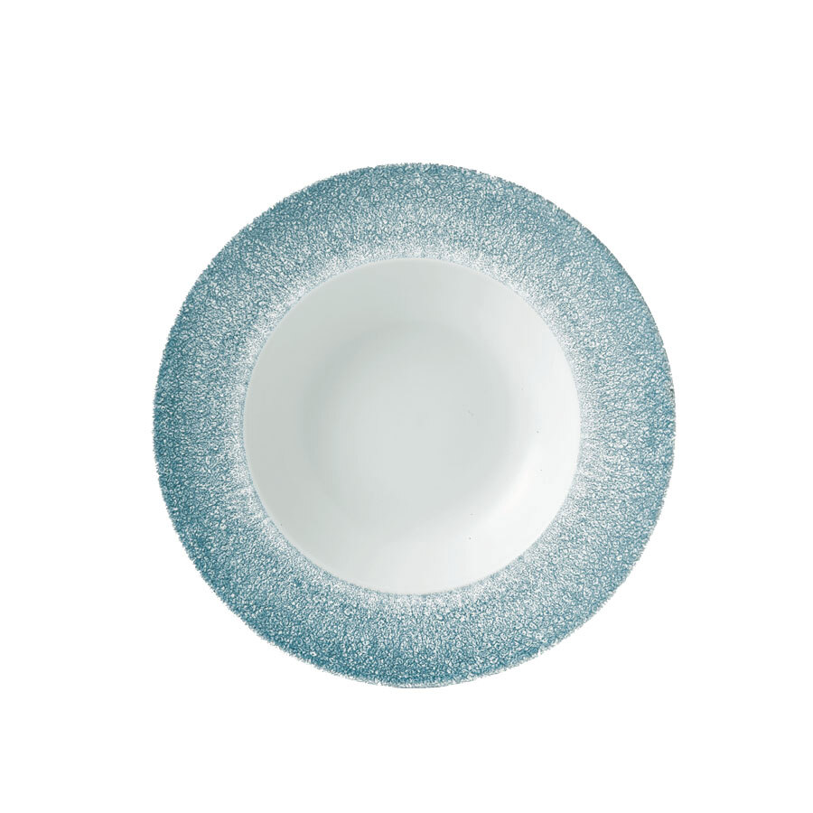 Churchill Studio Prints Raku Vitrified Porcelain Topaz Blue Round Wide Rim Bowl 24cm 10oz