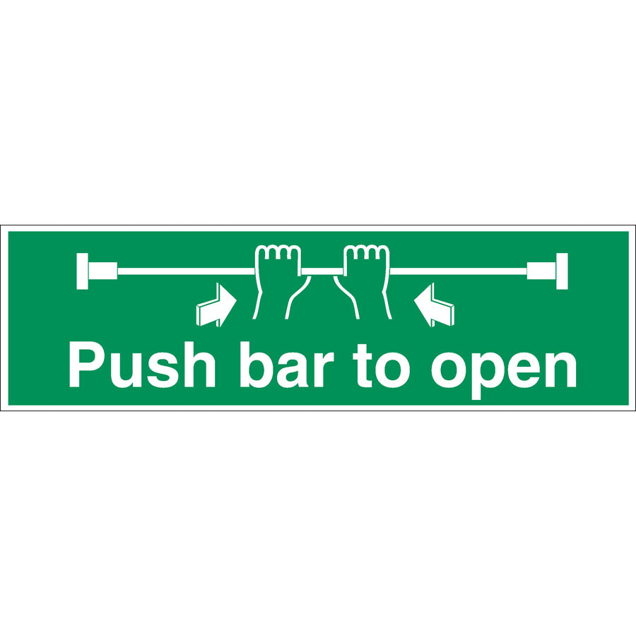 Mileta Safety Sign - Push Bar To Open 45x15cm