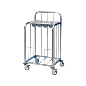 Tray Pick-Up Trolley with Cutlery Tray - Stainless Steel