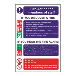 Mileta Safety Sign - Fire Action Staff Signs 20x30cm