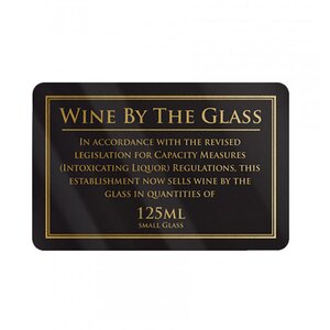 Mileta Black Gloss 17 x 11cm Rectangle Sign - Wine By The Glass 125ml