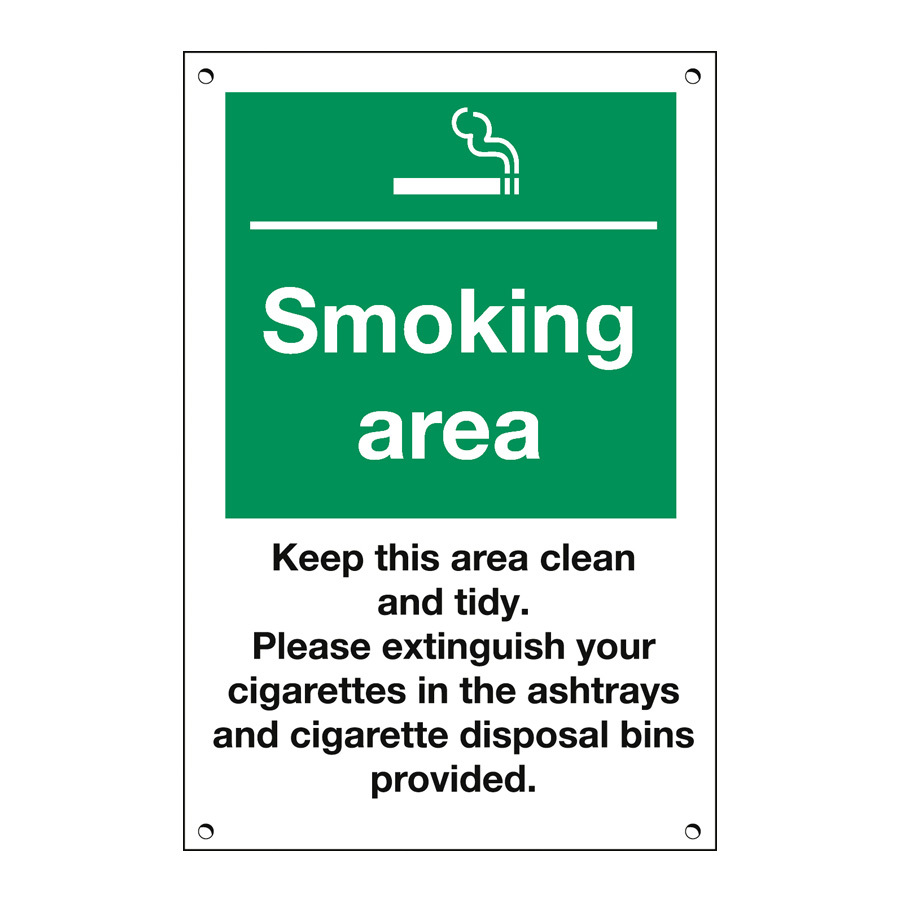 Mileta Exterior Sign 3mm Foamboard - Smoking Area, Keep Clean & Tidy 20x30cm