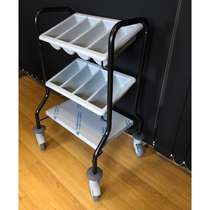 Cutlery Trolley - 2 Containers - Black Frame