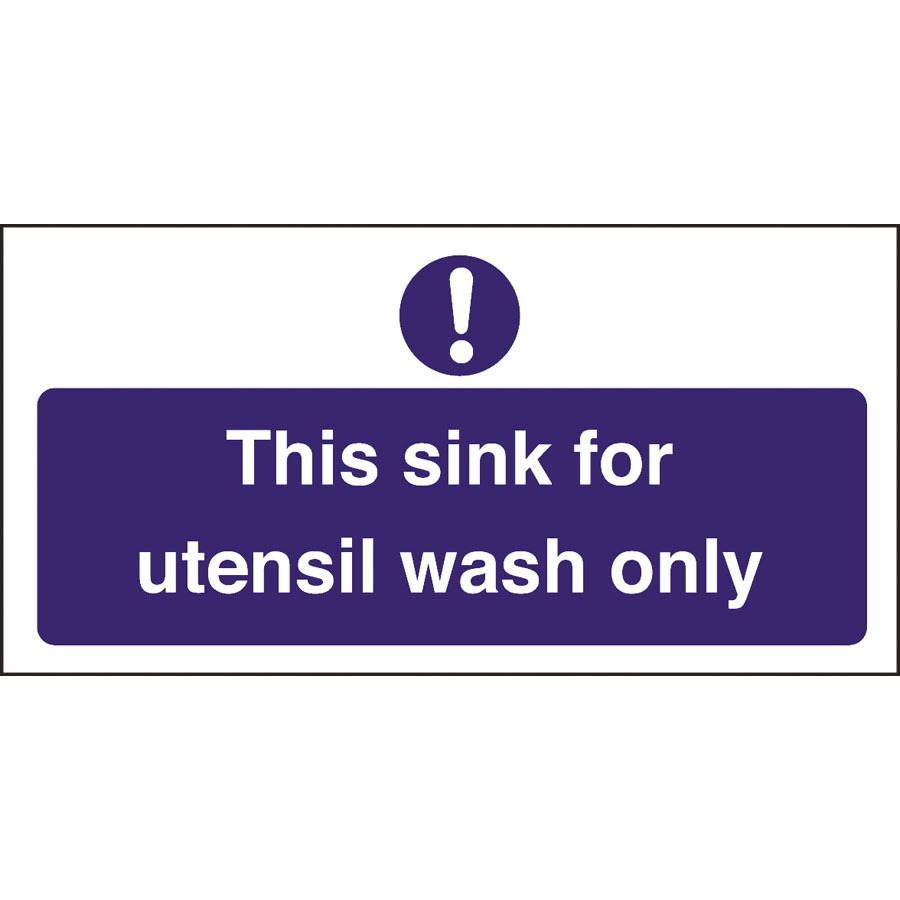 Mileta Kitchen Sink Safety Sign Self Adhesive Vinyl 100 x 200mm - Utensil Wash Only