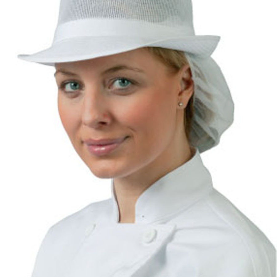 Medium White Unisex Mesh Hat With Snood