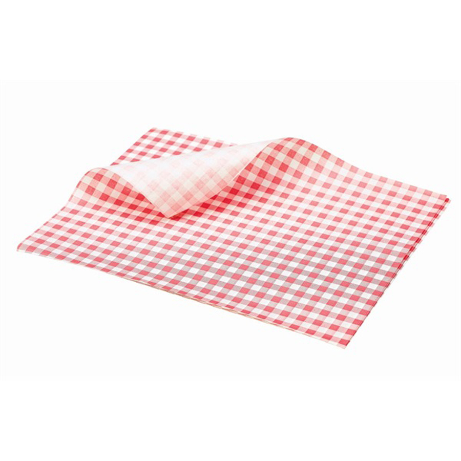 Greaseproof Paper Gingham Print Red 25 x 20cm