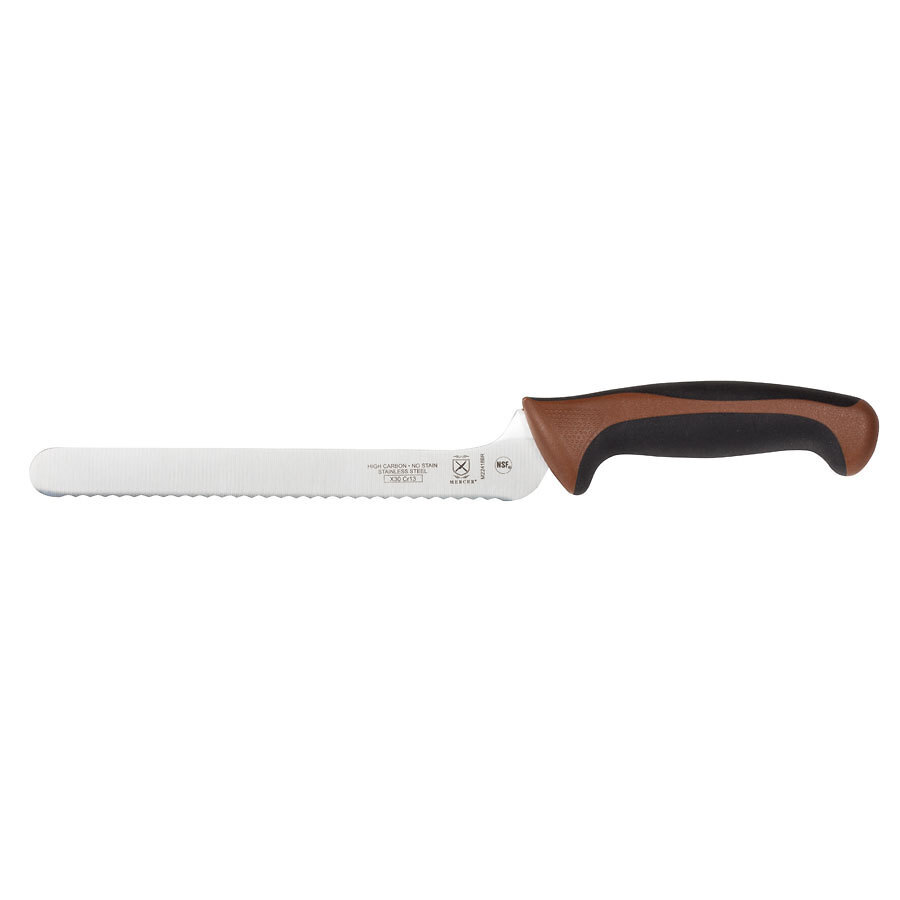 Mercer Millennia Colors® Bread Knife Offset Serrated 8in With Santoprene® Handle Brown