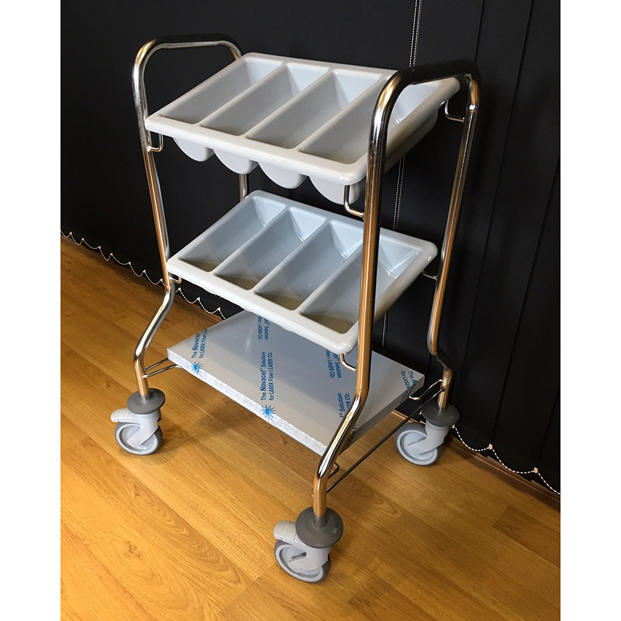 Cutlery Trolley - 2 Containers - Stainless Steel Frame