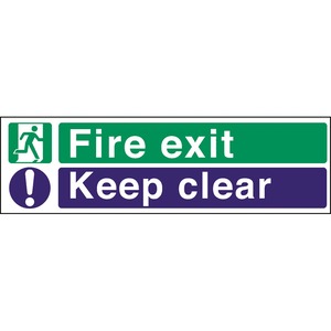 Mileta Safety Sign - Fire Exit Keep Clear 45x15cm