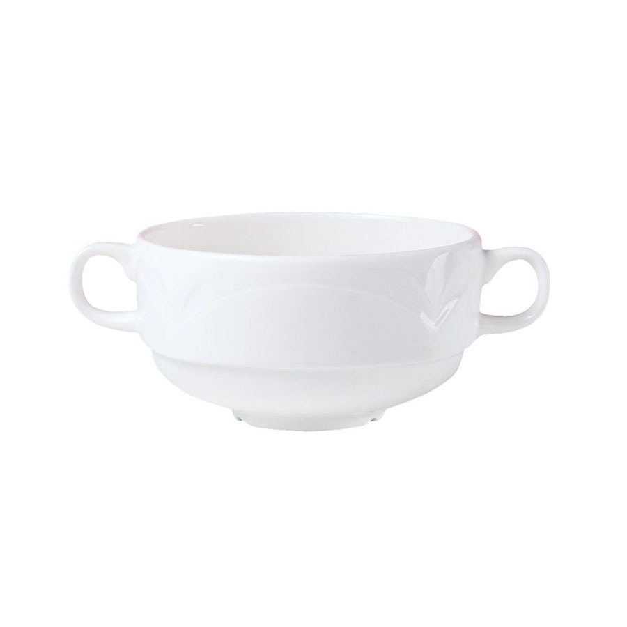 Steelite Bianco Vitrified Porcelain White Round Handled Soup Cup 28.5cl