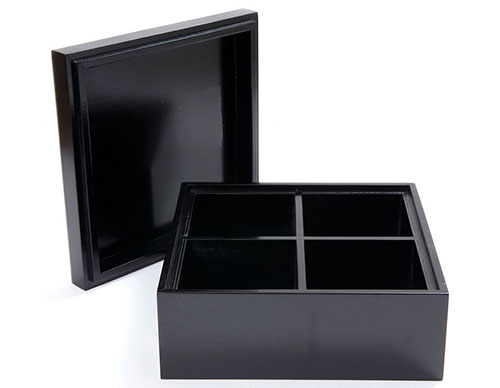 Picture of the Craster Bento Style Tea Box 4 Divisions With Lid Black 