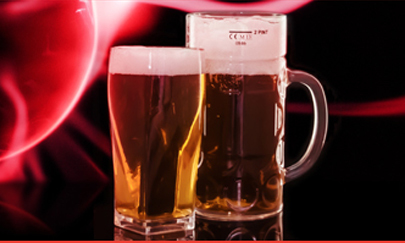 Plasma plastic beer glasses that are exclusive to Lockhart Catering to be enjoyed on Beer Day Britain