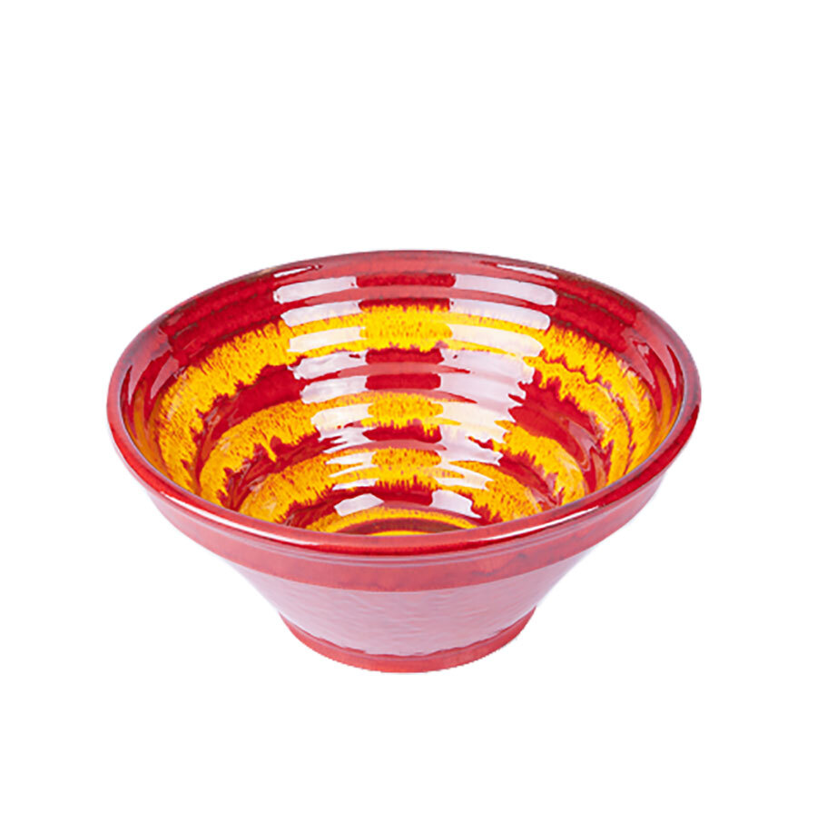 Manoli Speckle 25cm Ribbed Bowl Red & Yellow Speckle