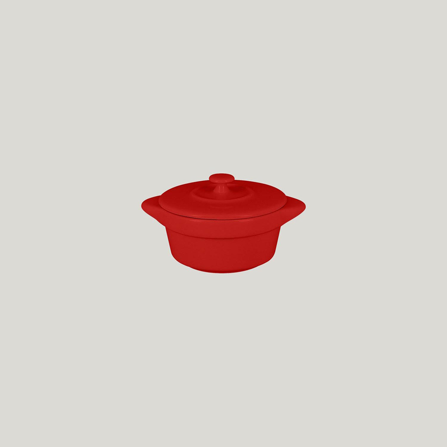 Rak Chef's Fusion Vitrified Porcelain Red Mini Cocotte & Lid 8.5x6cm 11.2cl