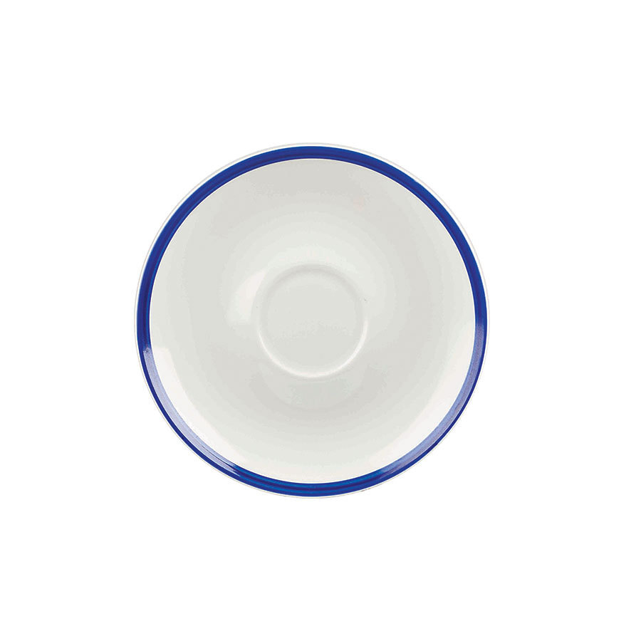 Churchill Retro Blue Vitrified Porcelain White Round Large Coupe Saucer 16cm