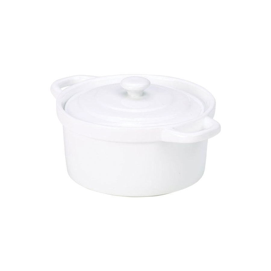 Genware Porcelain Covered Mini Casserole Dish 14cm 50cl 17.6oz