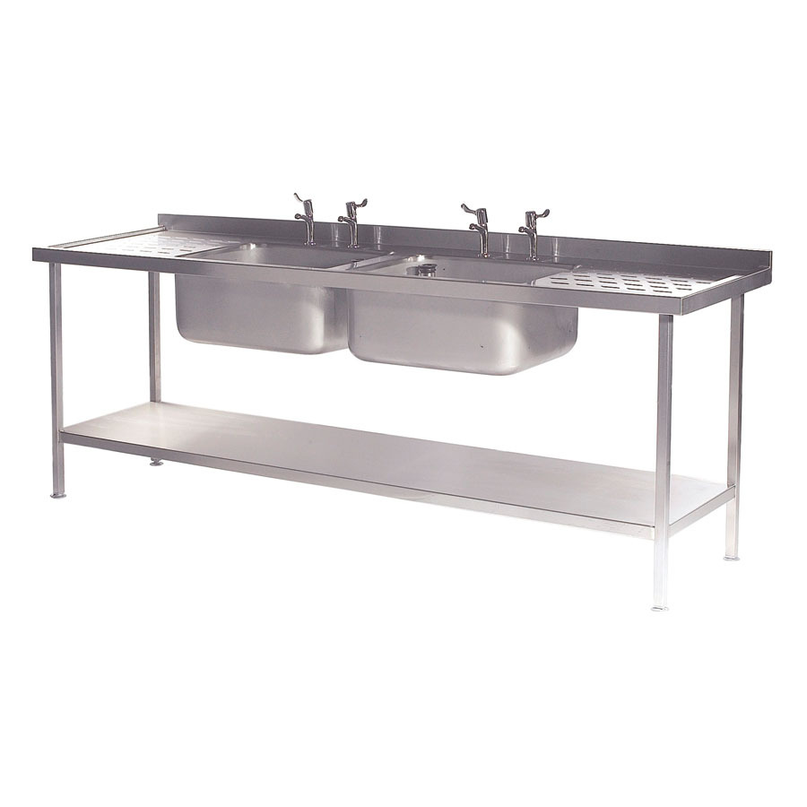 Stainless Steel Sink - Double Bowl & Double Drainer - 2400mm wide
