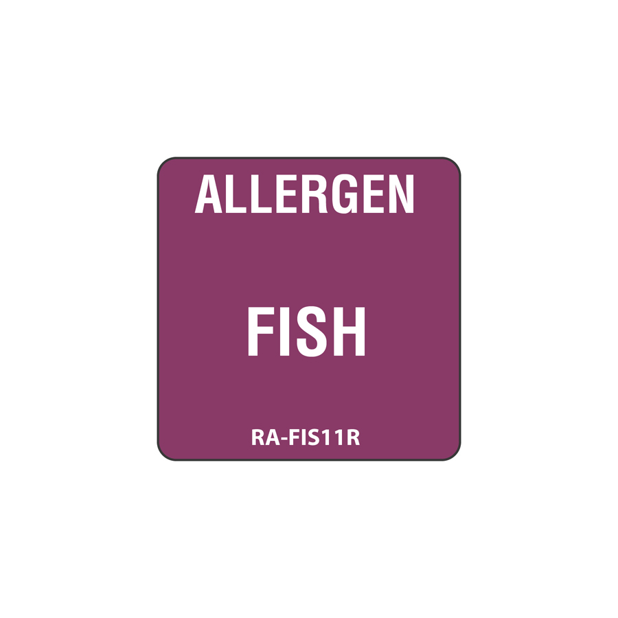 Fish Allergen Label Purple 2.5x2.5cm