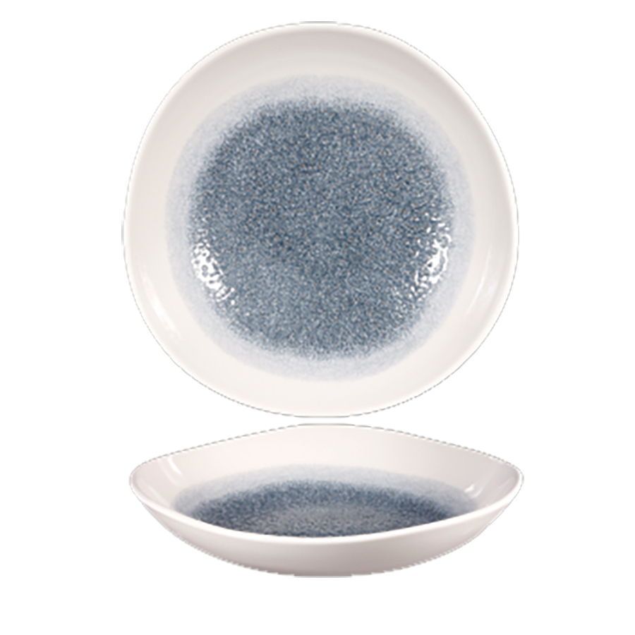 Churchill Studio Prints Raku Vitrified Porcelain Topaz Blue Organic Round Bowl 25.3cm 38.7oz