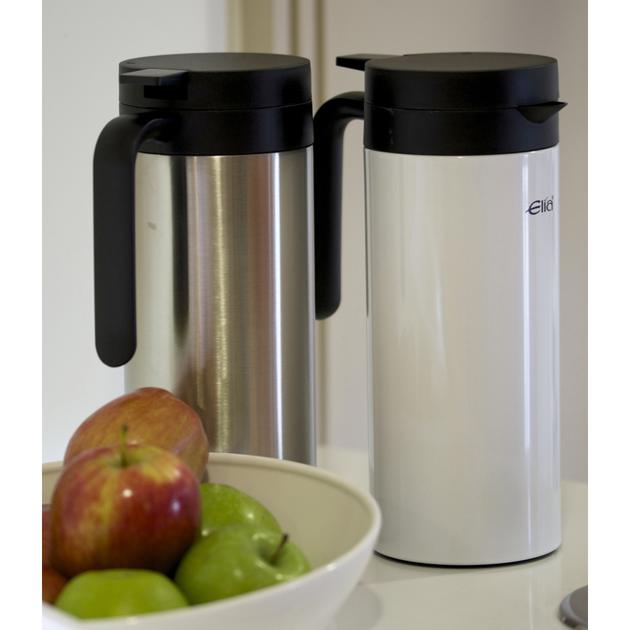 Elia White Stainless Steel Cyclindrical Vacuum Jug 1Litre
