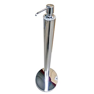 CED Sanitiser Post with Pump Dispenser - Silver - 1114 x 320mm