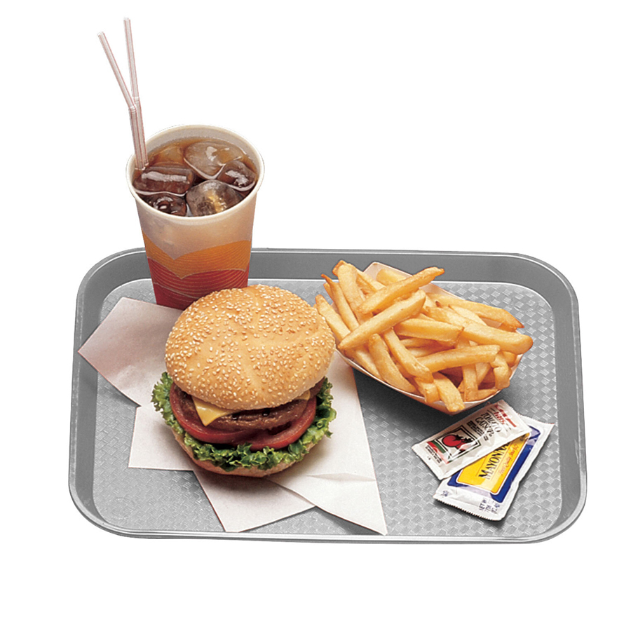 Tray Fast Food Grey Oblong Poly 34.5 x 26.5cm