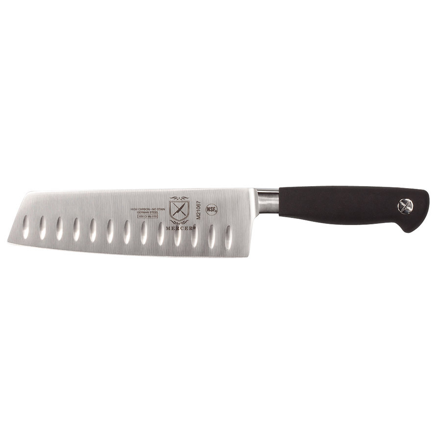 Mercer Genesis® Nakiri Granton Edge Knife 7in With Santoprene® Handle