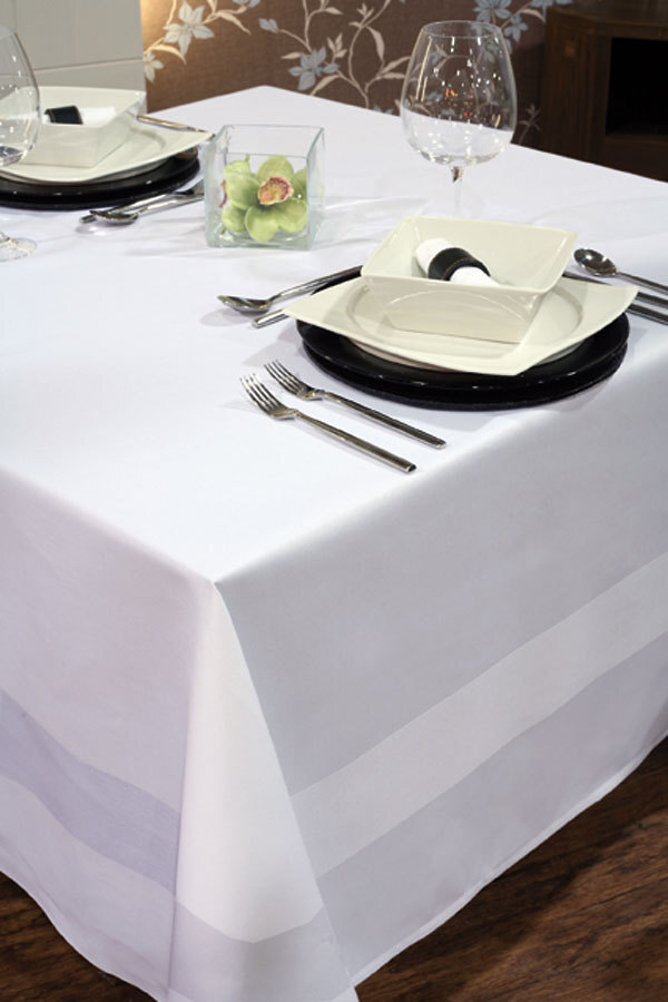 Tablecloth White Cotton Satin Band 54 x 70 inch