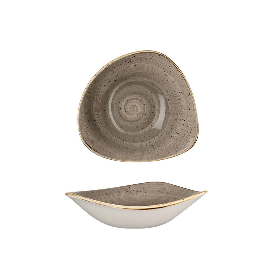 Churchill Stonecast Vitrified Porcelain Peppercorn Grey Triangular Bowl 18.5cm 37cl 13oz