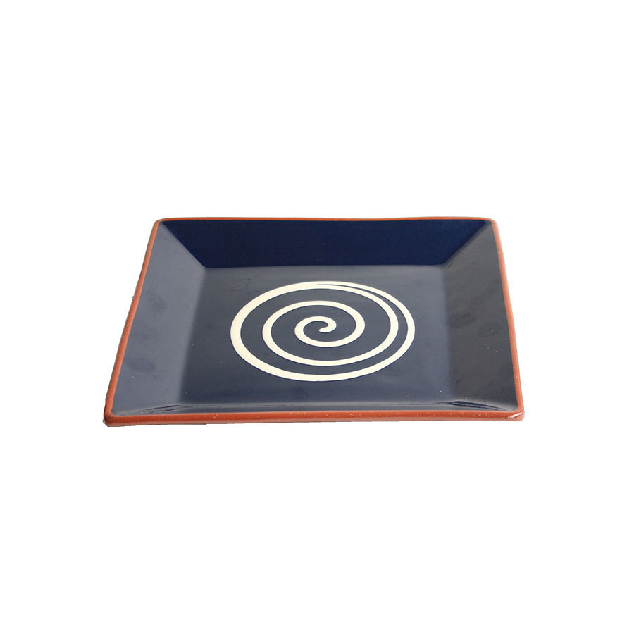 Square Platter Blue with Cream Swirl 25cm