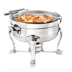 D.W. Haber Millenium 18/10 Stainless Steel Round Hinged Glass Lid Chafer 3.8 Litre