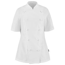 Platine Prestige Women's Short Sleeved 100% Cotton Chef Jacket With Handrolled Buttons