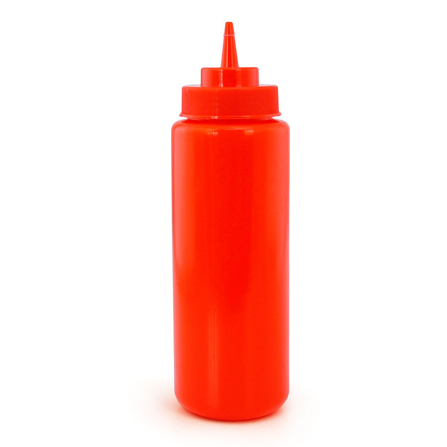 Wide Mouth Sauce Bottle Red Top Plastic 91cl