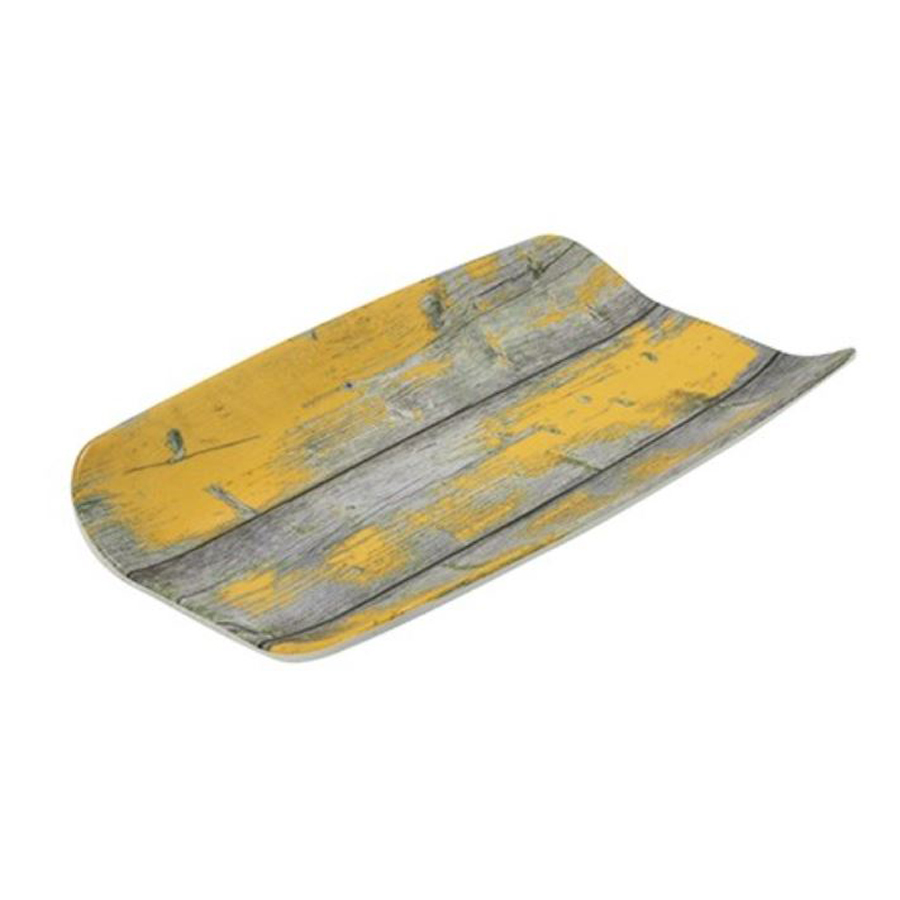 Dalebrook Tura Melamine Rustic Yellow Wood Effect Curved 1/3 Gastronorm Tray 17.6x32.5x4cm