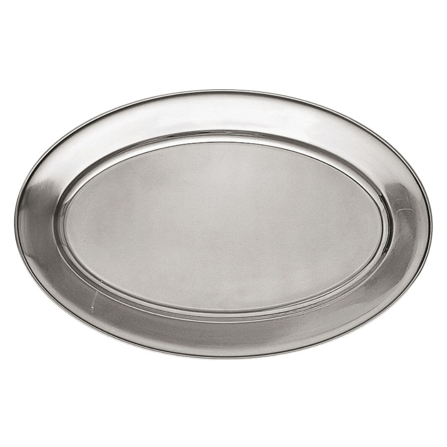 Meat Flat Stainless Steel Oval 18 x 25cm