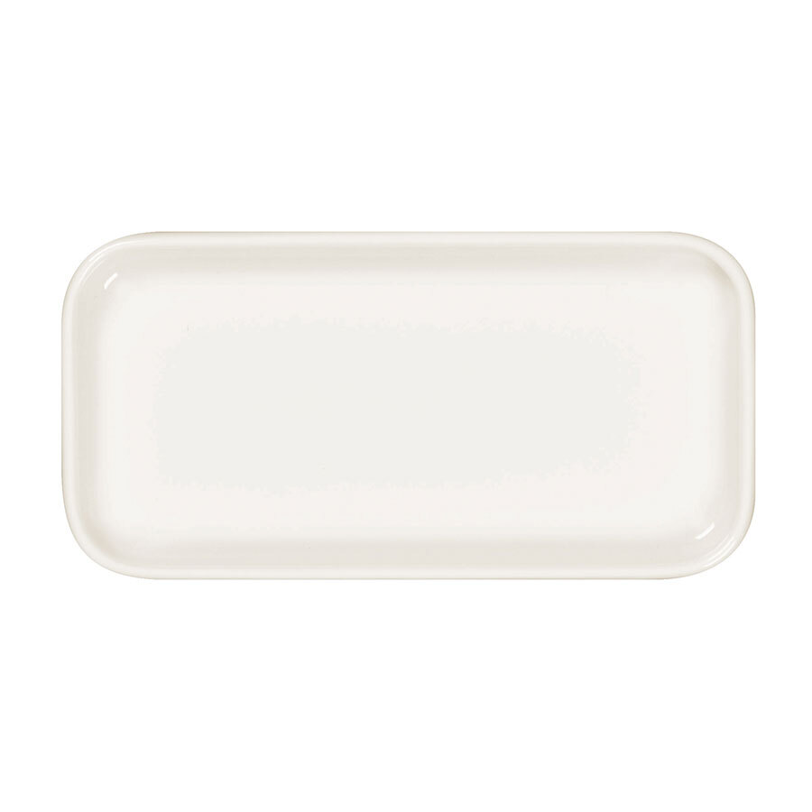 Rak Fractal Vitrified Porcelain White Rectangular Flat Plate 16x8cm