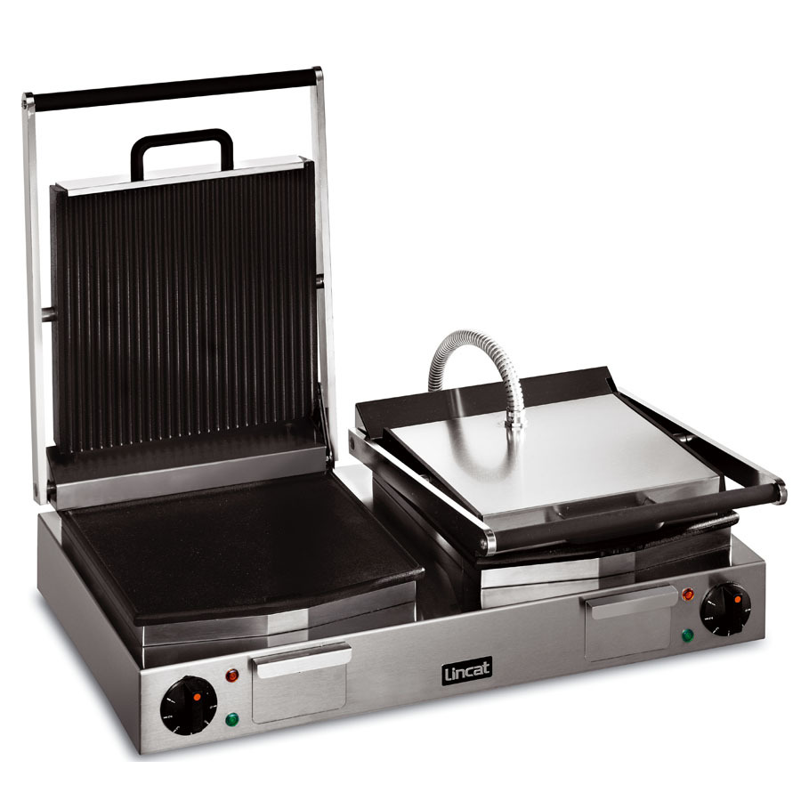Lincat Lynx 400 LRG2 Contact Grill - Double - Flat Bottom & Ribbed Top Plates
