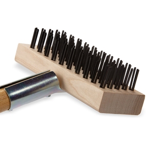 Carlisle Stainless Steel Bristles Oven & Grill Brush With Scraper & Wood Handle 30in