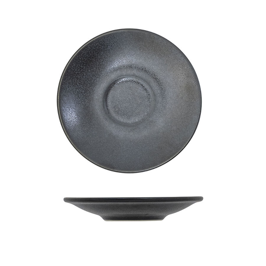 Artisan Andromeda Vitrified Stoneware Black Round Espresso Saucer 115cm