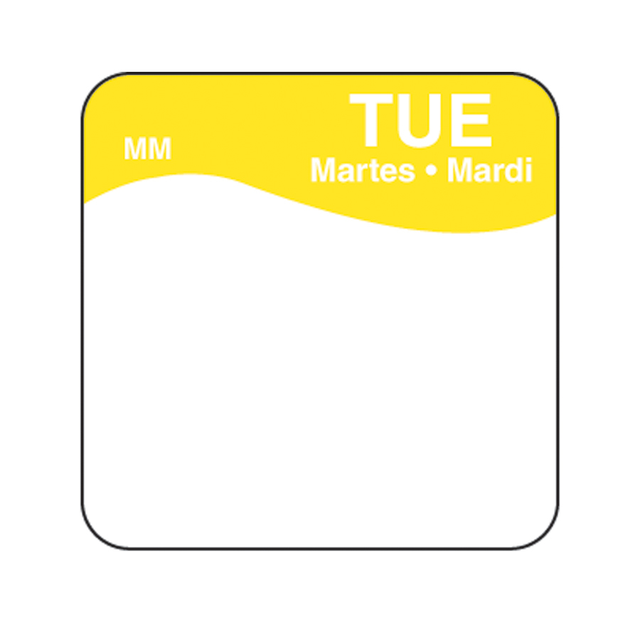 DayMark Label Tuesday Removable Square 25mm