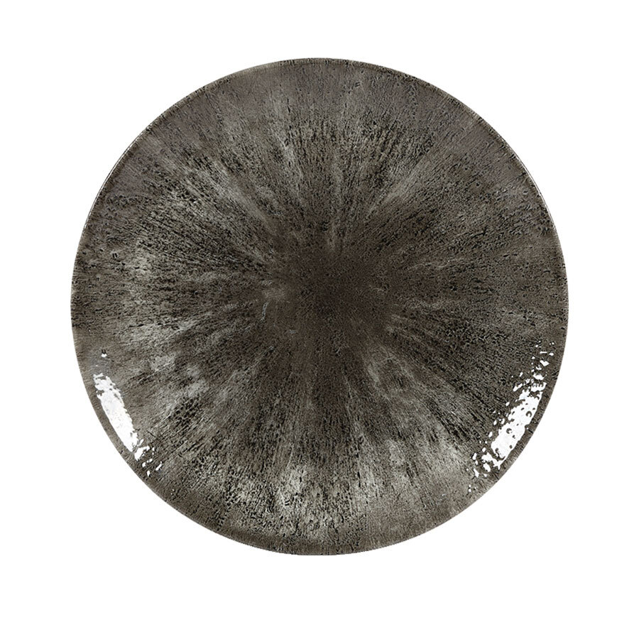 Churchill Studio Prints Stone Vitrified Porcelain Quartz Black Round Coupe Plate 16.5cm