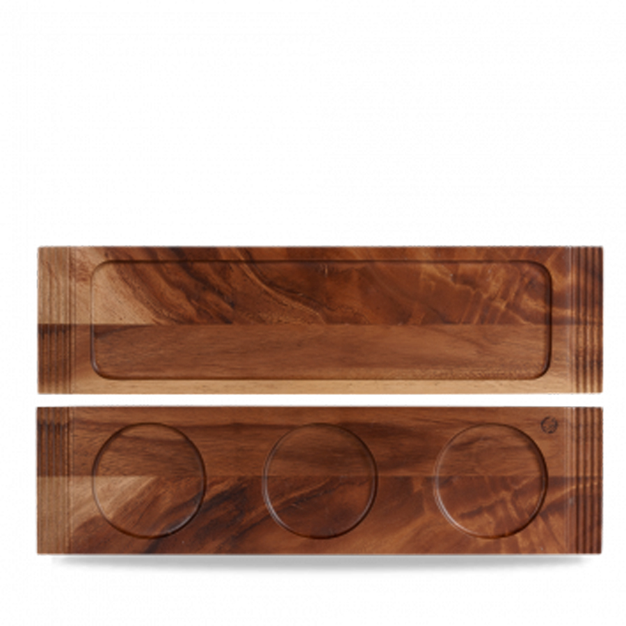 Churchill Art De Cuisine Rustic Acacia Wood Rectangular Double Handled Board 49.5x13cm