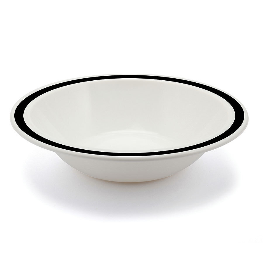 Harfield Duo Polycarbonate White Round Narrow Black Rim Bowl 17.3cm
