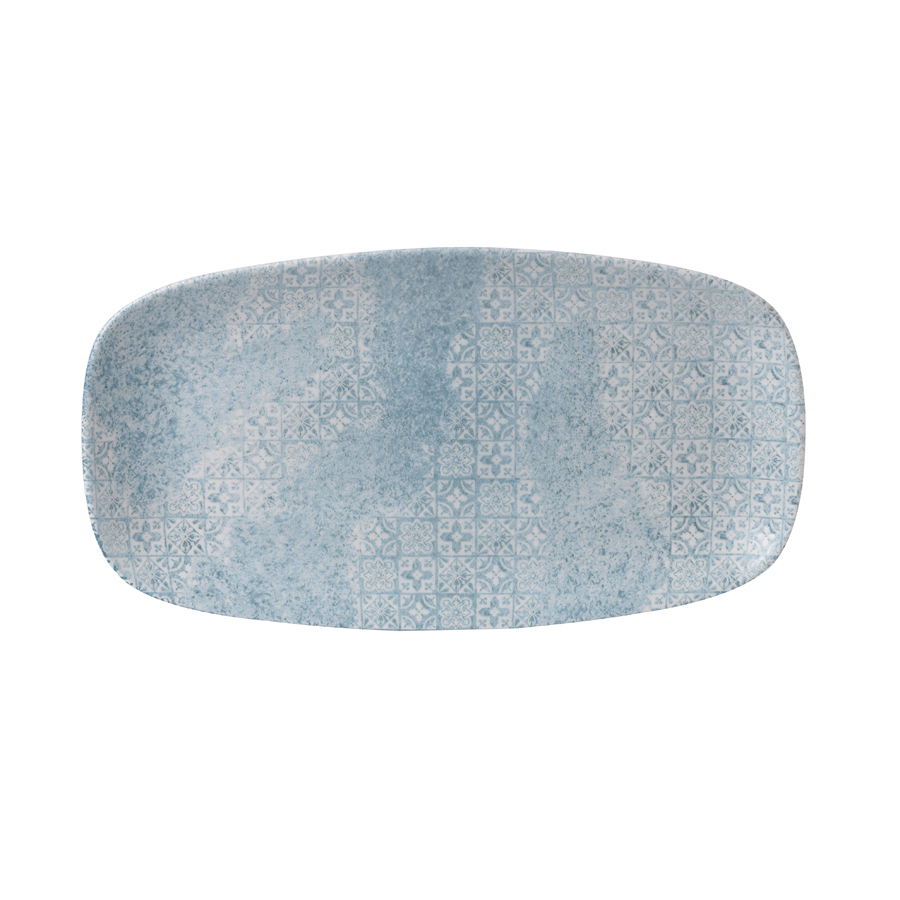 Aquamarine Med Tiles Chefs Oblong Plate 13 7/8X7 3/8