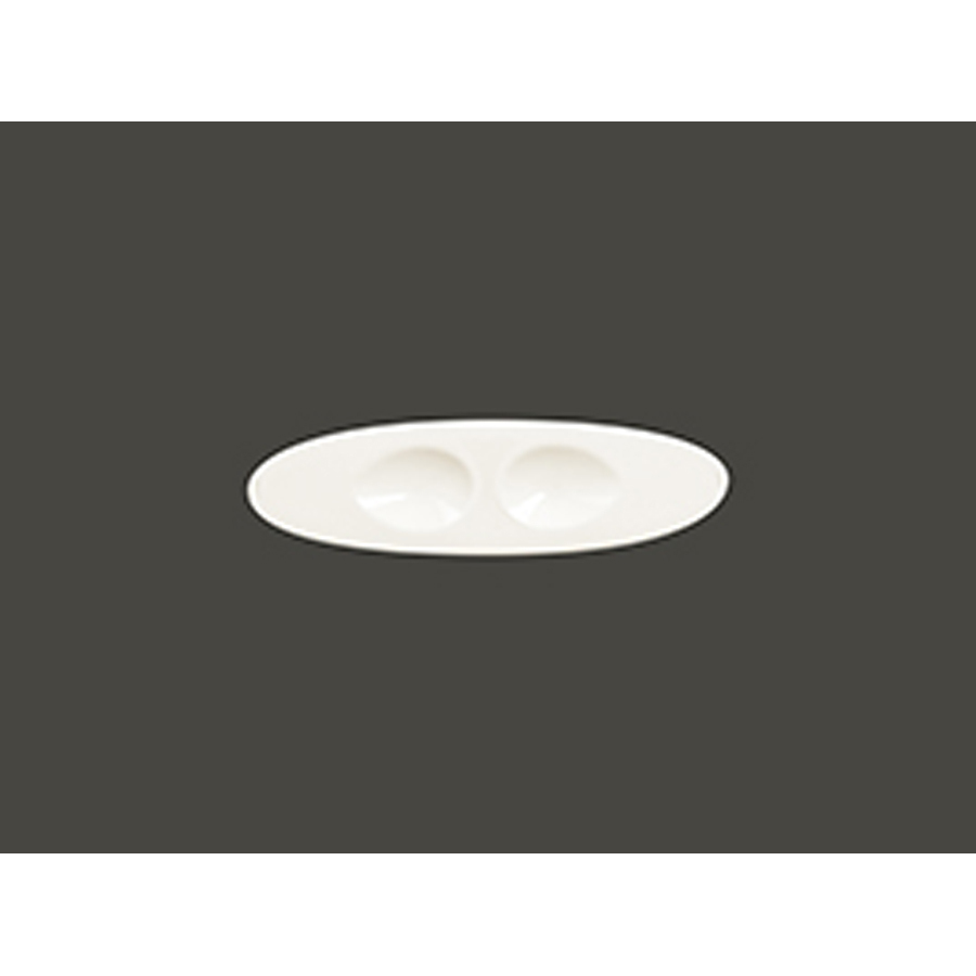 Rak Picked Vitrified Porcelain White Oval Base For 2 Spoons 25x7cm