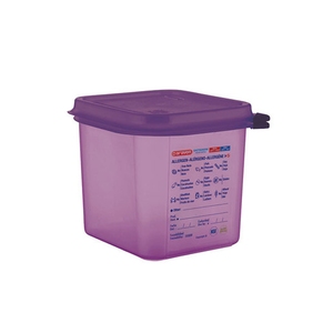 Araven Allergen Airtight Container Gastronorm 1/6 x 150mm Purple Polypropylene With ColourClips and Label