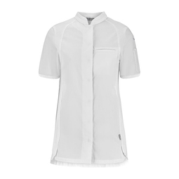 Pepper Women's Lightweight Chef Jacket Mesh Panels Short Sleeved White