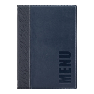 Trendy Leather Style A5 Menu Holder Blue